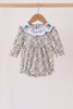 Blue turkey embroidery bubble