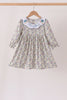 Blue turkey embroidery dress