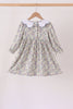 Blue turkey embroidery dress