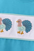 Blue turkey embroidery top