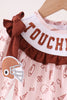Brown touchdown football embroidery bubble