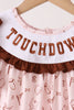 Brown touchdown football embroidery ruffle pants set