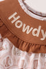 Brown Howdy Y'ALL embroidery ruffle dress