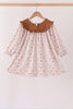 Brown Howdy Y'ALL embroidery ruffle dress