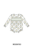 Sage floral smocked ruffle bubble
