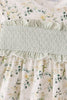 Sage floral smocked ruffle dress