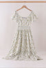 Sage floral smocked tiered mom dress