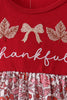 Maroon thankful leaves floral embroidey dress