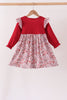 Maroon thankful leaves floral embroidey dress