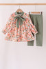 Green floral bow pants set