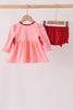 Pink turkey smocked bow bloomer set