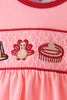 Pink turkey smocked bow bloomer set