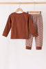 Brown Turkey Embroidery Pants Set