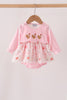 Pink chicken embroidery bubble