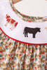 Brown Floral Cow Embroidery Dress