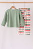 Green Reindeer Tree Embroidery Stripe Pants Set