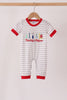 Gray Stripe Daddy's Helper Embroidery Romper