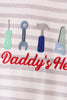 Gray Stripe Daddy's Helper Embroidery Romper