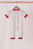Gray Stripe Daddy's Helper Embroidery Romper