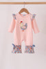 Pink Chicken Applique Ruffle Romper