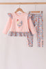 Pink Chicken Applique Ruffle Pants Set