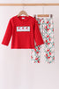 Red Santa Embroidery Pants Set