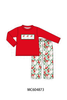 Red Santa Embroidery Pants Set