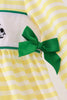 Green Farm Cow Embroidery Stripe  Dress