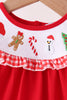 Red Holly Jolly Embroidery Ruffle Bloomer Set