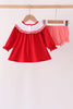 Red Holly Jolly Embroidery Ruffle Bloomer Set