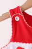 Red Holly Jolly Embroidery Ruffle Jumpsuit