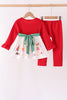 Red Nutcracker Ruffle Pants Set
