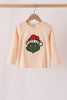 Beige Grinch Applique Top