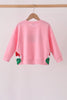 Pink Merry Grinch Embroidery Mom&me Sweatshirt