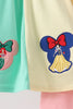 Colorblock character applique ruffle pants set
