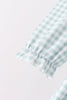 Sage Turkey Embroidery Gingham Ruffle Dress