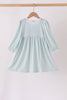 Sage Turkey Embroidery Gingham Ruffle Dress