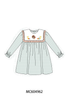Sage Turkey Embroidery Gingham Ruffle Dress