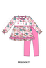 Pink Cowboy Santa Embroidery Ruffle Pants Set