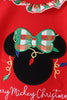 Red christmas character applique ruffle romper