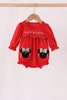 Red christmas character applique ruffle bubble