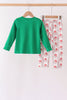 Green Santa Embroidery Pants Set
