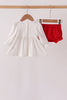White Candy Cane Smocked polka dot Bloomer Set