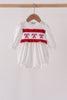 White Candy Cane Smocked polka dot Bubble