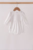 White Candy Cane Smocked polka dot Bubble