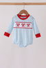 Blue Candy Cane Embroidery Gingham Bubble