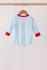 Blue Candy Cane Embroidery Gingham Bubble