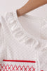 White Candy Cane Smocked polka dot Ruffle Pants Set