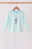 Mint Nutcracker Embroidery Stripe Top