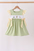 Green Princess Frog Embroidery Ruffle Dress